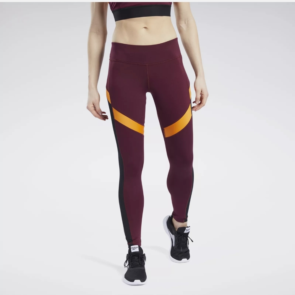 Reebok NEW WorkOut Ready  Mesh Running Full Length Leggings size Small